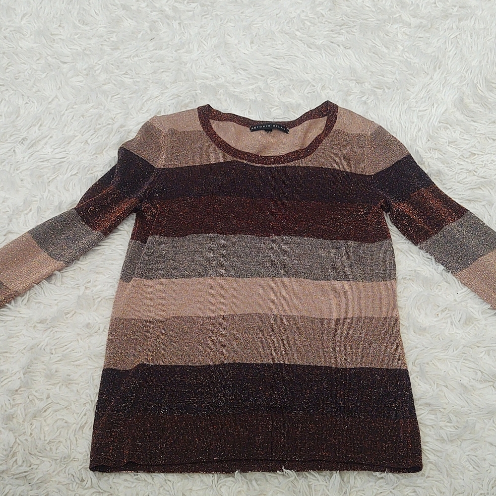 Antonio Melanie Brown tones long sleeve with some glitter shirt